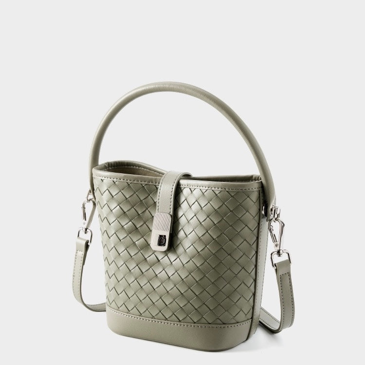 Genuine Sheepskin Woven Bucket Bag - Timeless Elegance for Everyday Chic