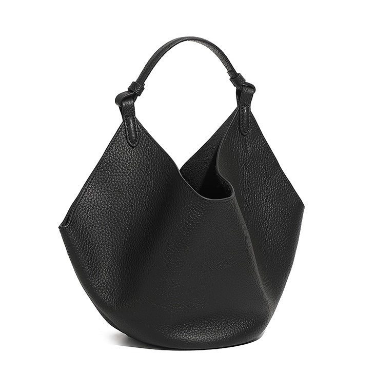 Elegant Genuine Leather Large Capacity Basket Tote Bag
