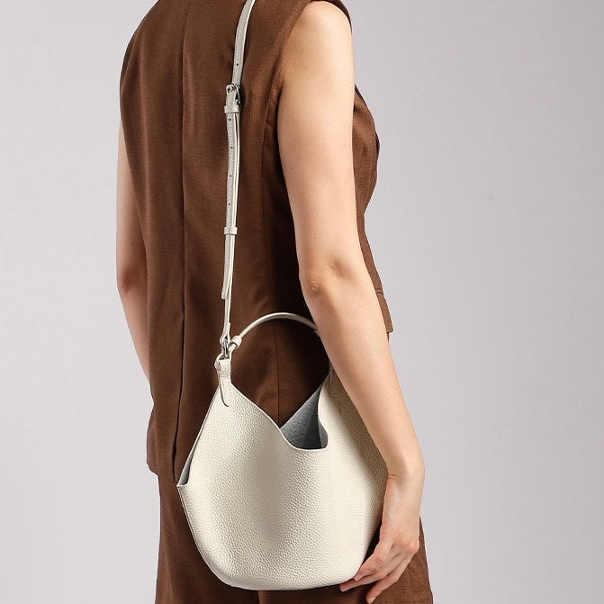 Elegant Genuine Leather Large Capacity Basket Tote Bag