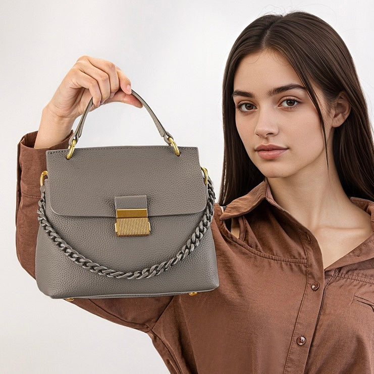 Elegant Leather Shell Chain Crossbody Bag