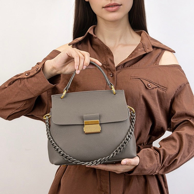 Elegant Leather Shell Chain Crossbody Bag