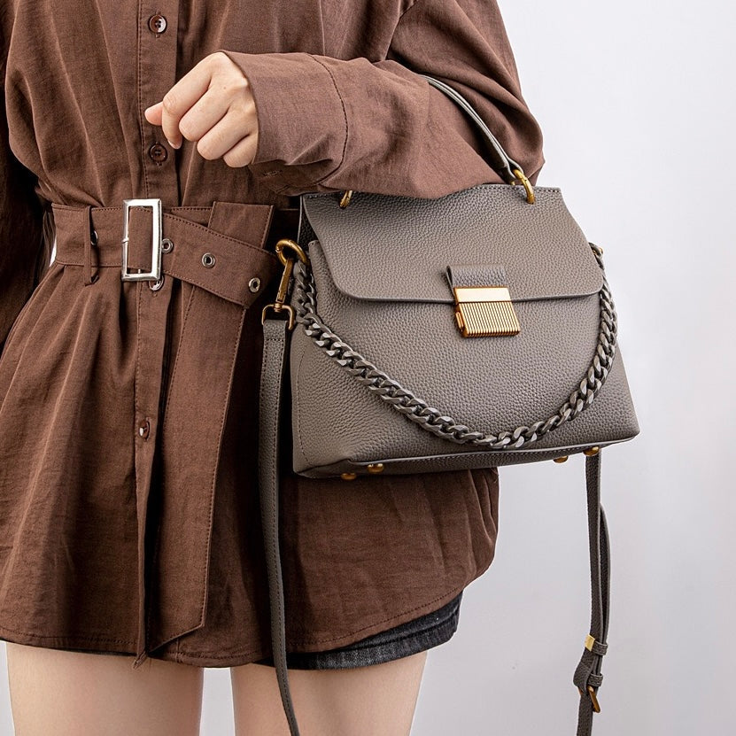 Elegant Leather Shell Chain Crossbody Bag
