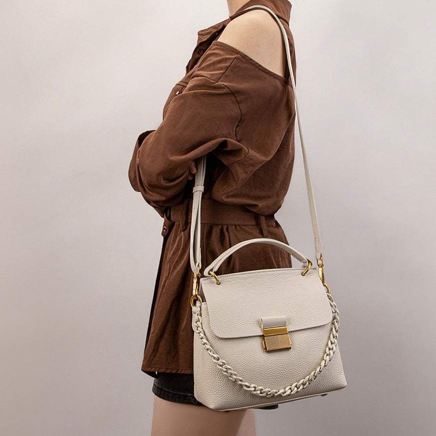 Elegant Leather Shell Chain Crossbody Bag