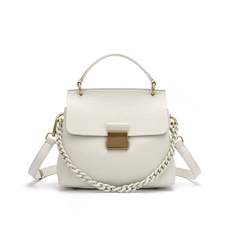 Elegant Leather Shell Chain Crossbody Bag