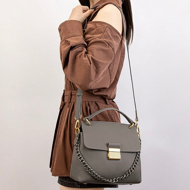 Elegant Leather Shell Chain Crossbody Bag