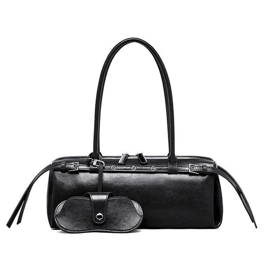 Vintage Biker Leather Shoulder Bag for Women