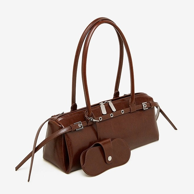 Vintage Biker Leather Shoulder Bag for Women