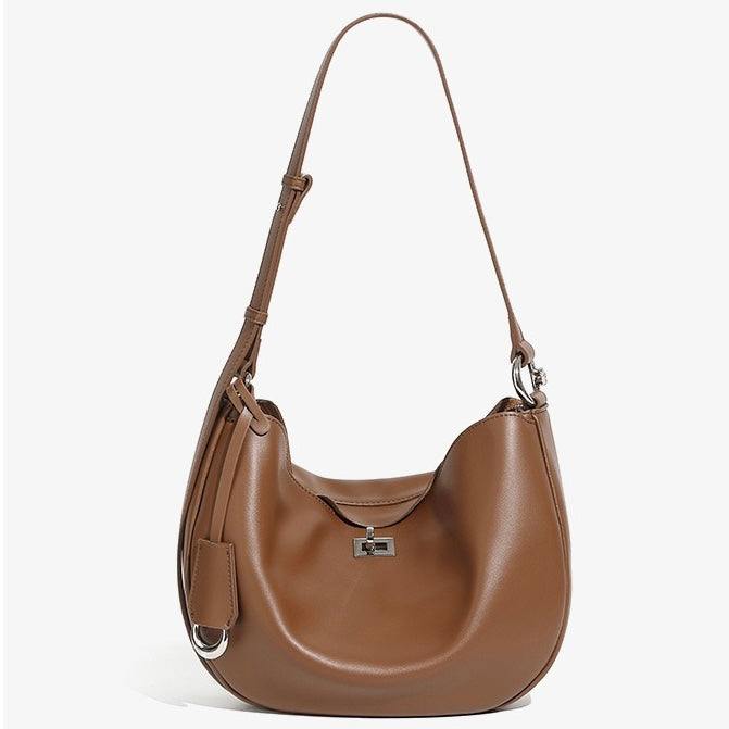 Elegant Genuine Leather Crescent Bag for Women