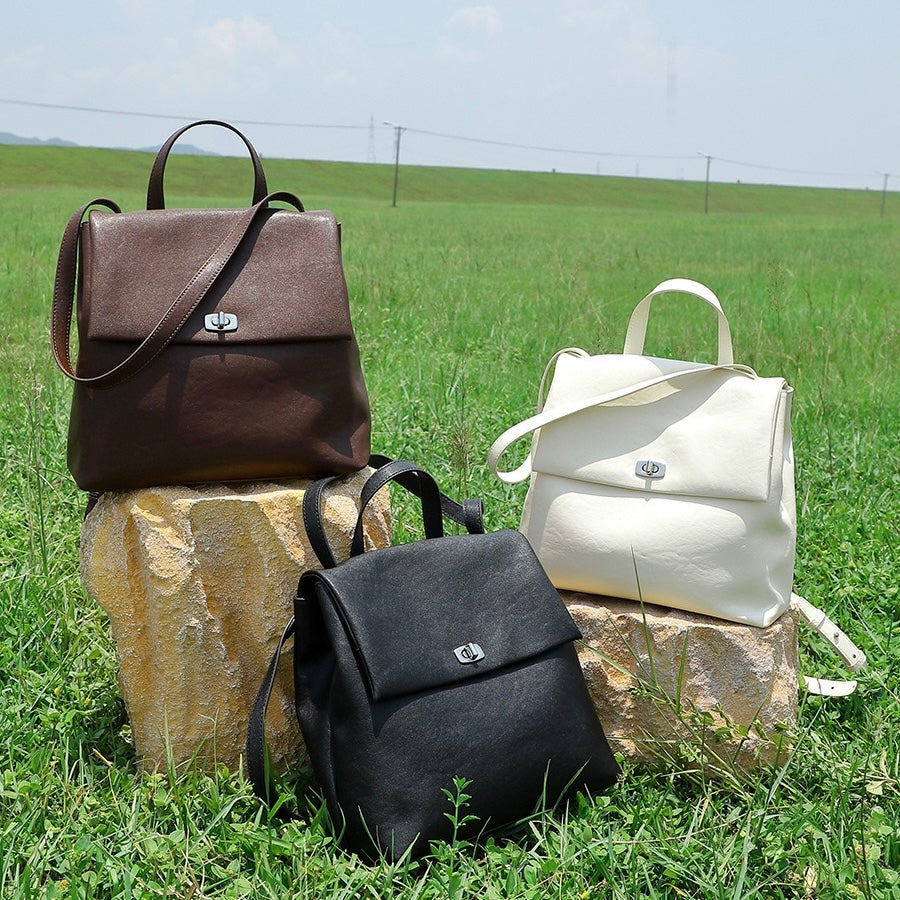 Luxurious Genuine Leather Versatile Backpack for the Modern Woman