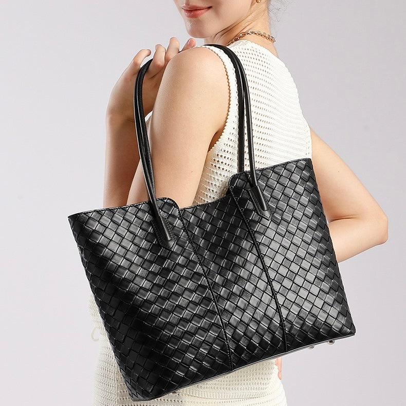 Elegant Woven Cowhide Tote Bag for Ultimate Sophistication