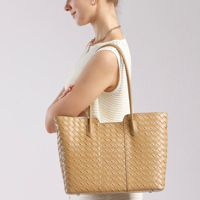 Elegant Woven Cowhide Tote Bag for Ultimate Sophistication