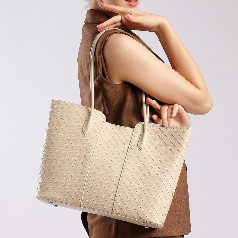 Elegant Woven Cowhide Tote Bag for Ultimate Sophistication