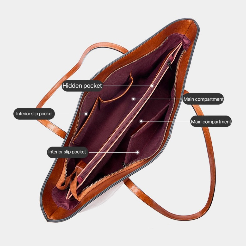 Genuine Leather Large Tote Shoulder Bag – Elegance for Everyday Commuting