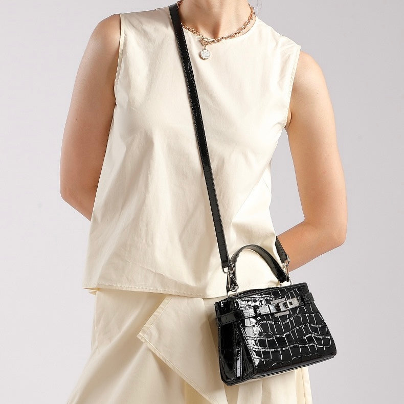 Luxury Crocodile Pattern Genuine Leather Handbag