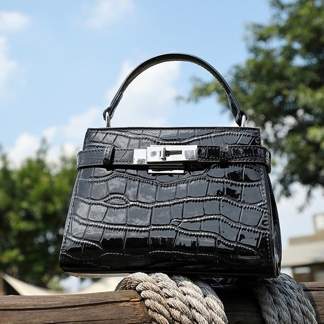 Luxury Crocodile Pattern Genuine Leather Handbag