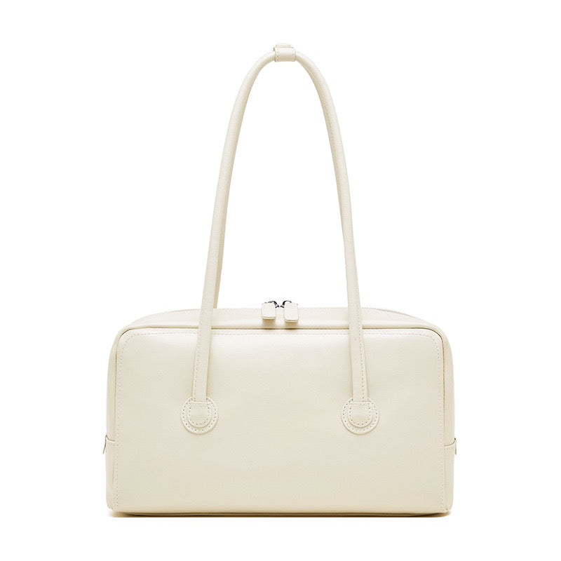 Genuine Leather Boston Structured Pillow Shoulder Bag