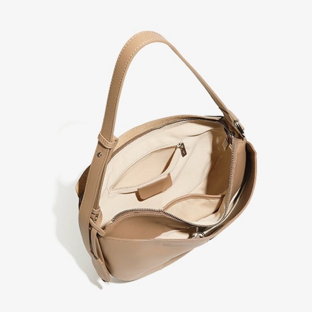 Elegant Genuine Leather Crescent Bag for Women