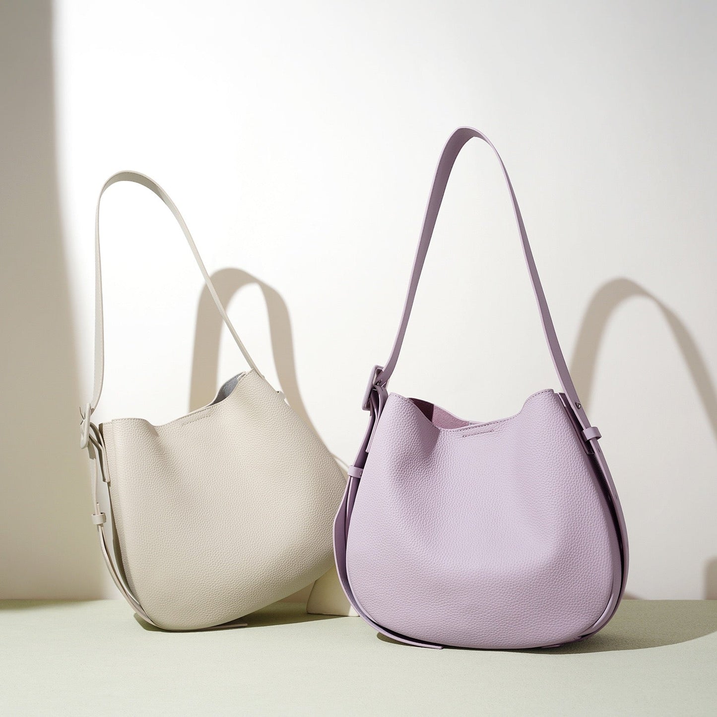 Elegant Women's Genuine Leather Wide Strap Bucket Bag