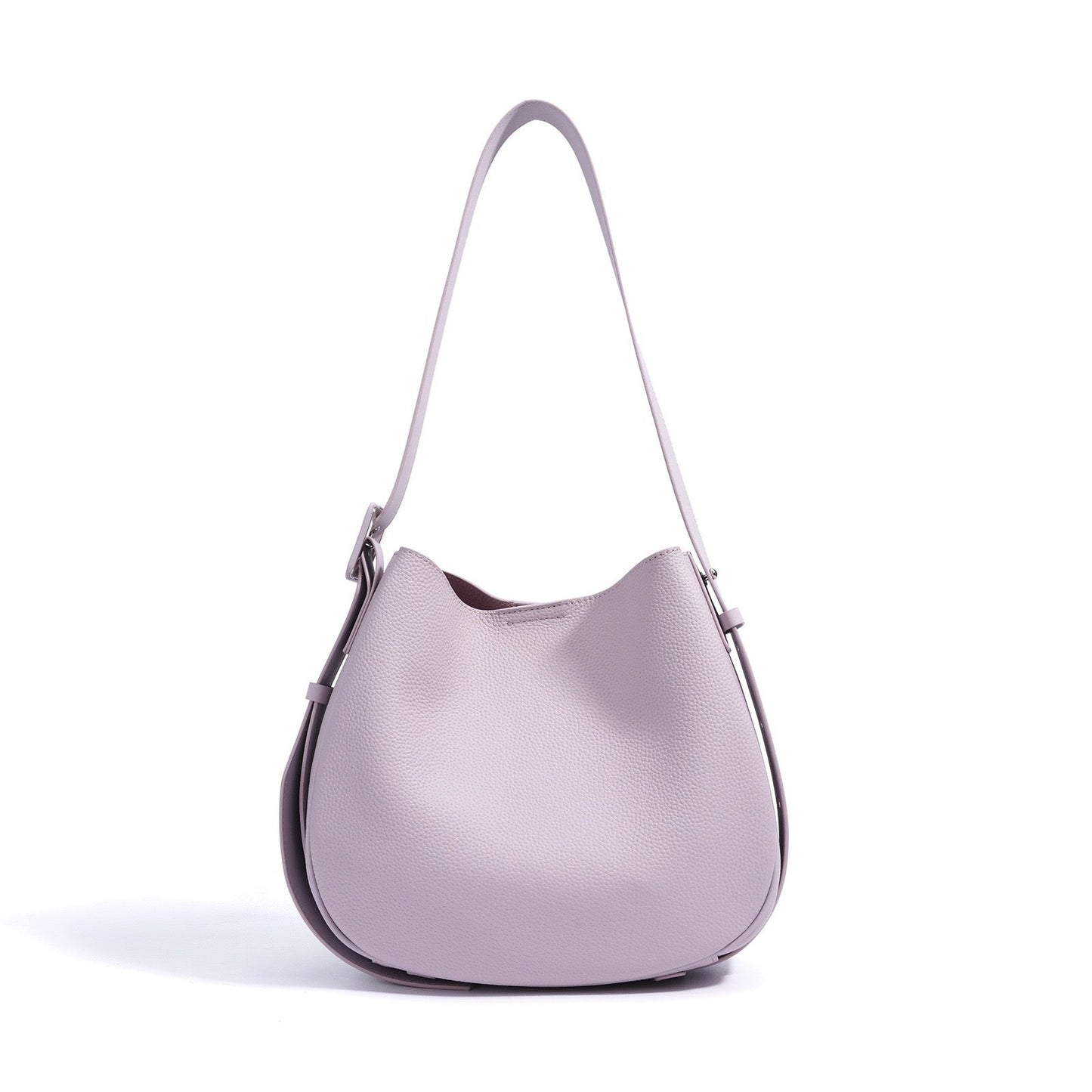 Elegant Women's Genuine Leather Wide Strap Bucket Bag