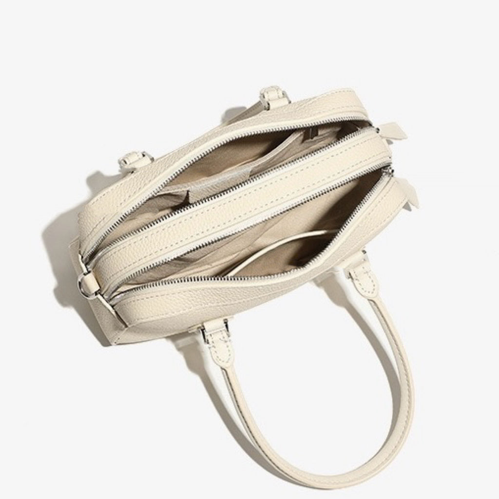 Elegant Leather Handheld Boston Bag