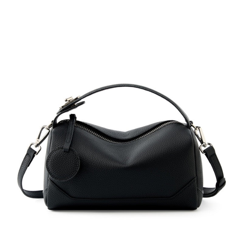 Premium Top-Grain Leather Women's Boston Bag
