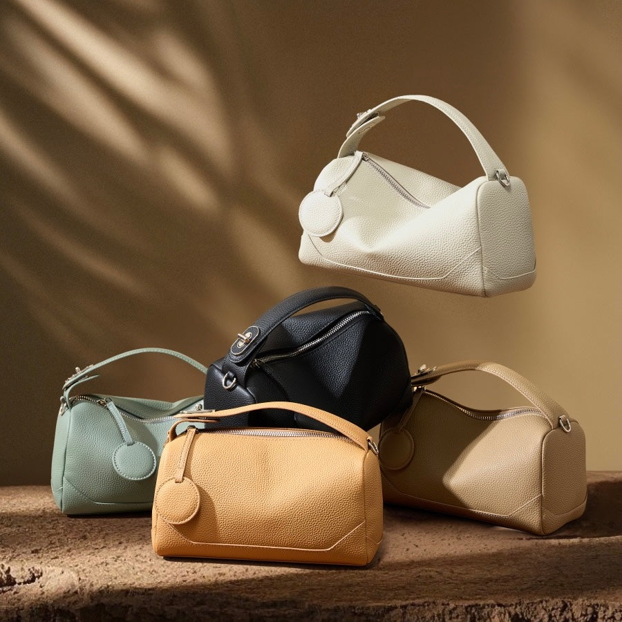 Premium Top-Grain Leather Women's Boston Bag