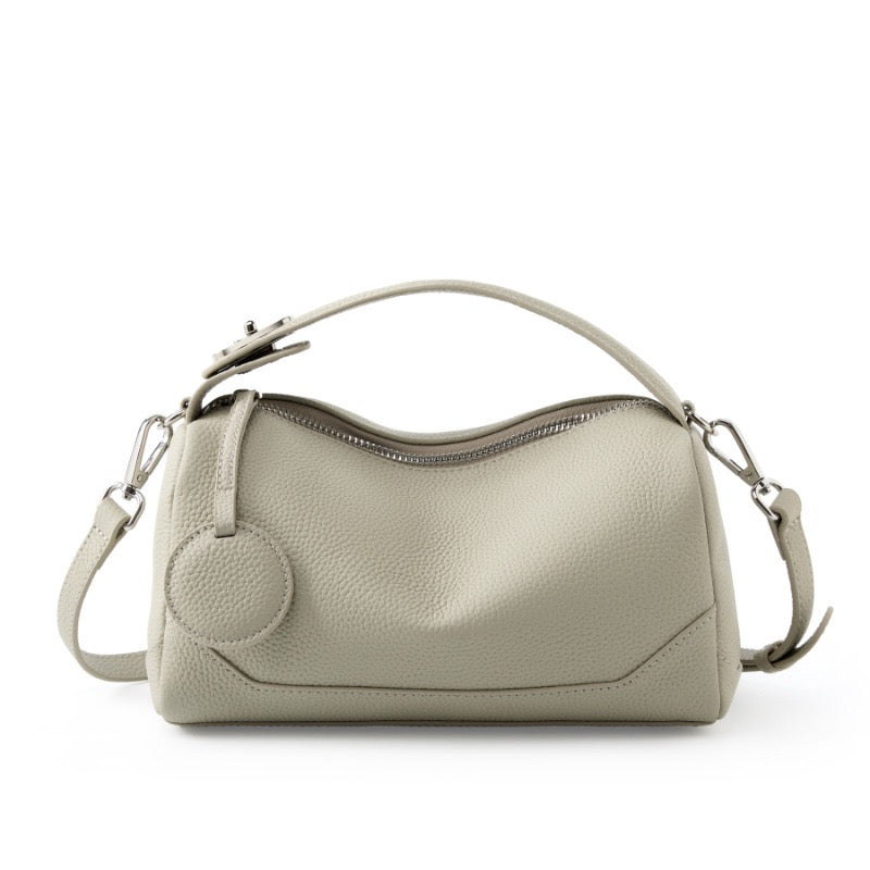 Premium Top-Grain Leather Women's Boston Bag