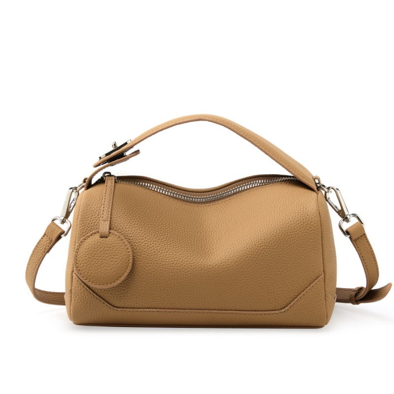 Premium Top-Grain Leather Women's Boston Bag