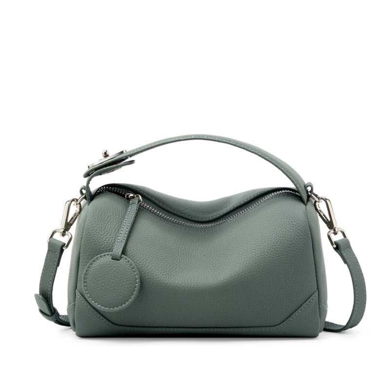 Premium Top-Grain Leather Women's Boston Bag