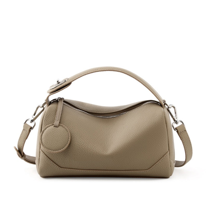 Premium Top-Grain Leather Women's Boston Bag