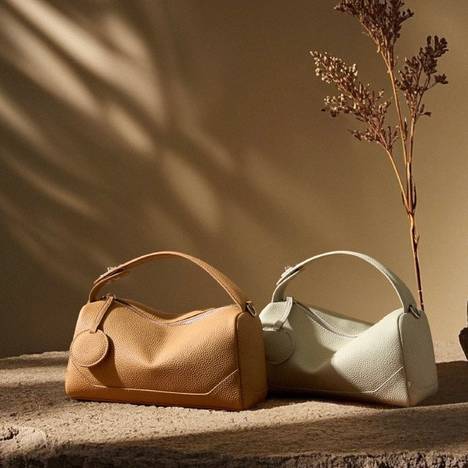 Premium Top-Grain Leather Women's Boston Bag