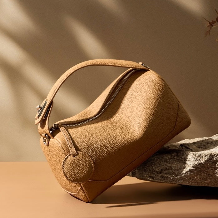 Premium Top-Grain Leather Women's Boston Bag