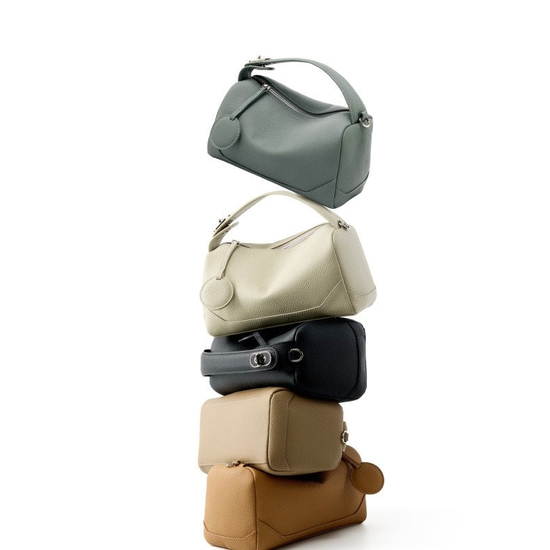 Premium Top-Grain Leather Women's Boston Bag