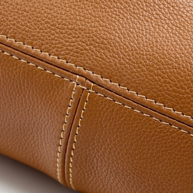 Genuine Leather Winged Pleated Tote – Elegant Minimalist Commuter Bag