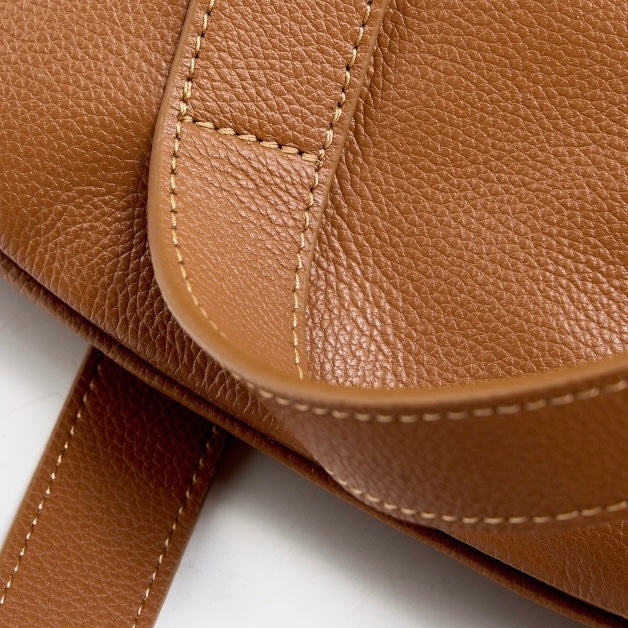 Genuine Leather Winged Pleated Tote – Elegant Minimalist Commuter Bag