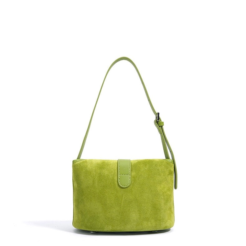 Matte Genuine Leather Colorblock Saddle Bag for Women