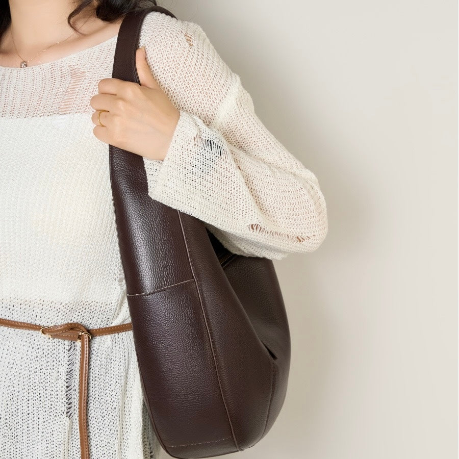 Chic Top Grain Leather Large Capacity Tote Bag