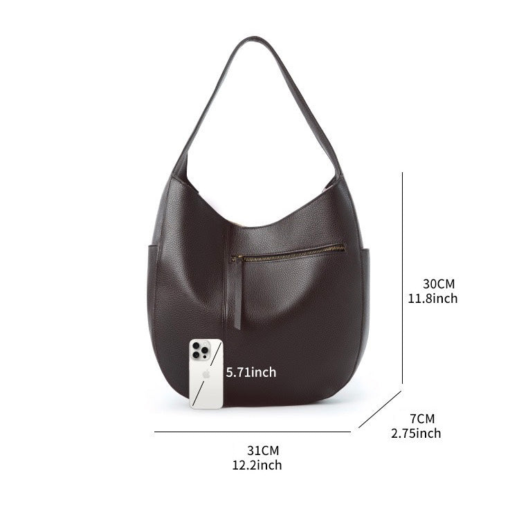 Chic Top Grain Leather Large Capacity Tote Bag