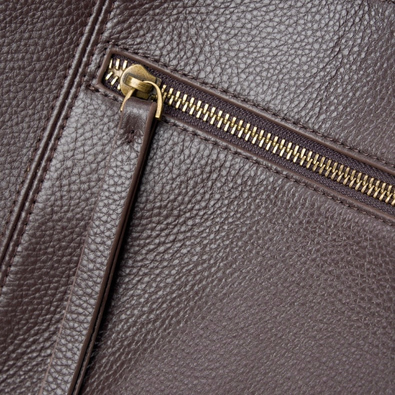 Chic Top Grain Leather Large Capacity Tote Bag