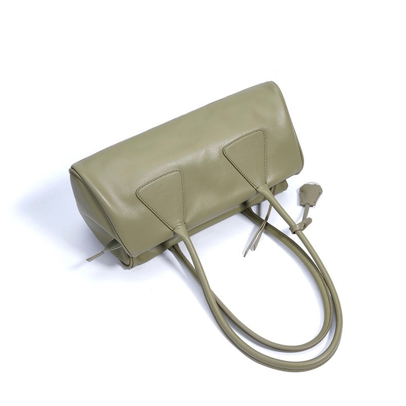 Pillow Shoulder Baguette Bag in Genuine Leather - French Elegance