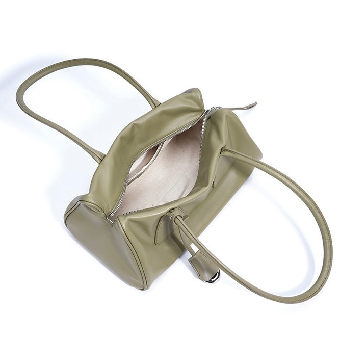 Pillow Shoulder Baguette Bag in Genuine Leather - French Elegance