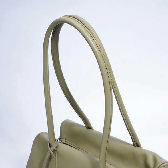 Pillow Shoulder Baguette Bag in Genuine Leather - French Elegance