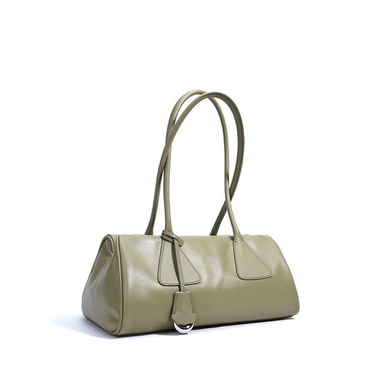 Pillow Shoulder Baguette Bag in Genuine Leather - French Elegance