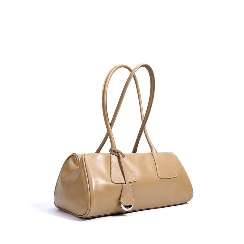 Pillow Shoulder Baguette Bag in Genuine Leather - French Elegance