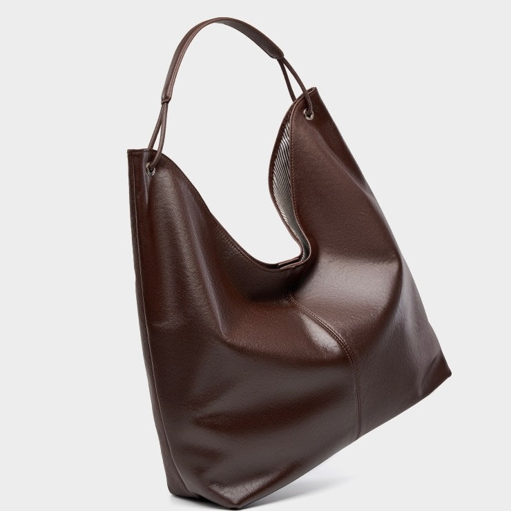 Genuine Leather Hobo Tote Bag - Large Capacity & Minimalist Design