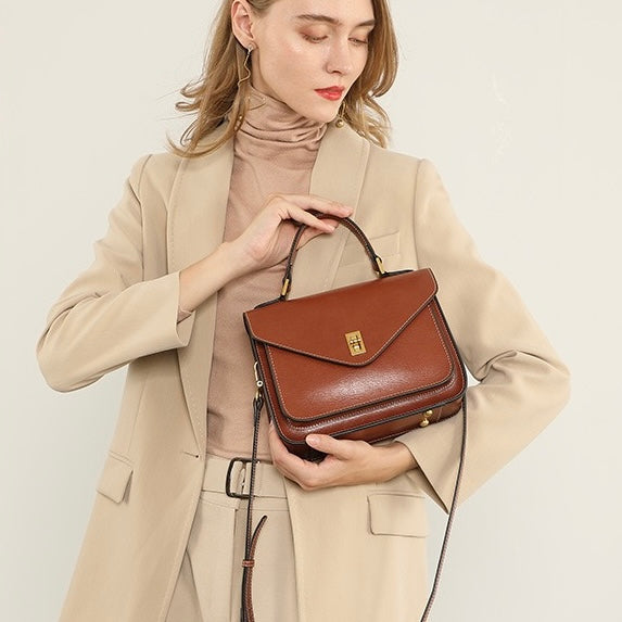 Elegant Genuine Leather Crossbody Tote Bag for Women