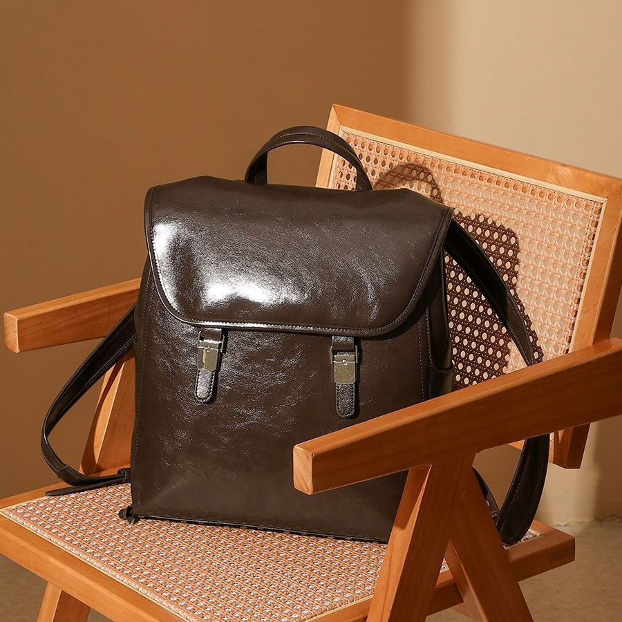 Genuine Leather Bronze-Era Unisex Casual Backpack
