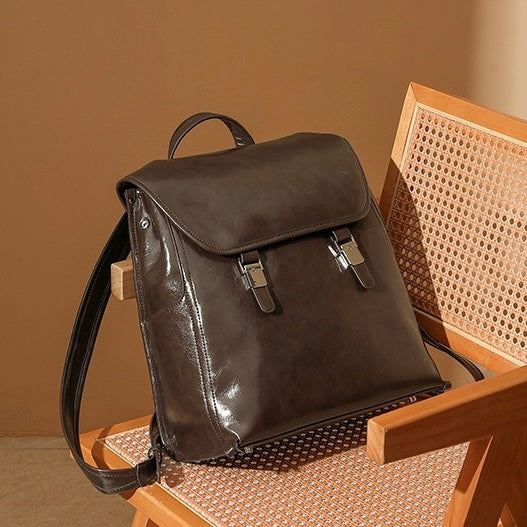 Genuine Leather Bronze-Era Unisex Casual Backpack
