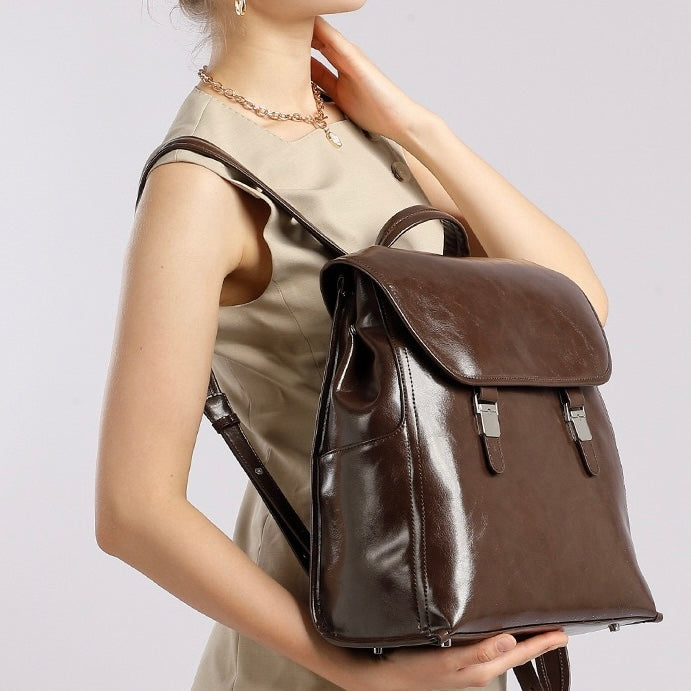Genuine Leather Bronze-Era Unisex Casual Backpack