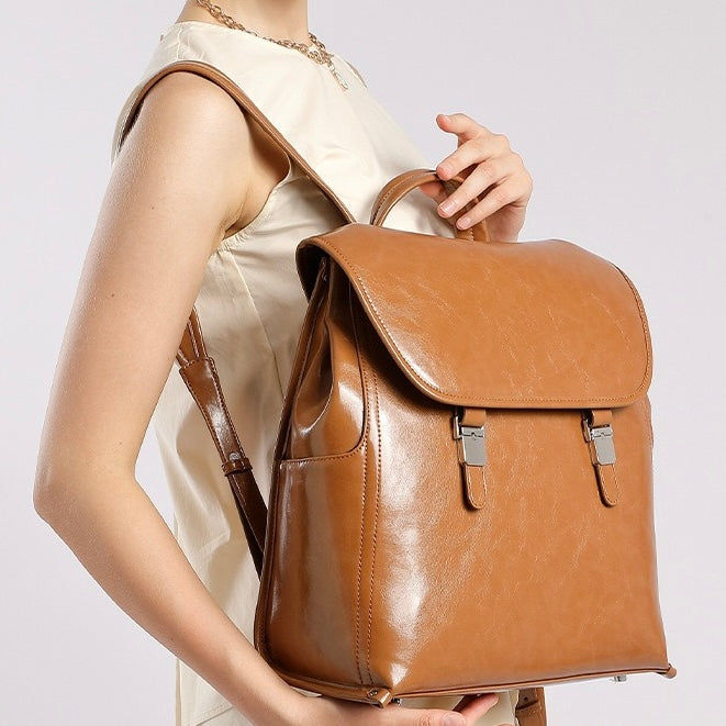 Genuine Leather Bronze-Era Unisex Casual Backpack